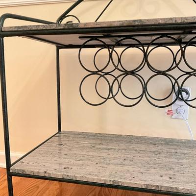 D747 Granite Slab Top Iron Wine Shelf