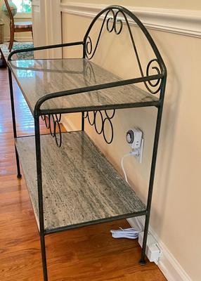 D747 Granite Slab Top Iron Wine Shelf