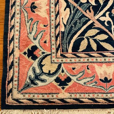 D754 Vintage French Style Navy Blue & Pink Area Pile Rug 11'8" x 8'8"
