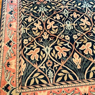 D754 Vintage French Style Navy Blue & Pink Area Pile Rug 11'8" x 8'8"