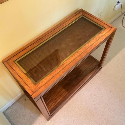 B756 Mid Century Glass Top Sofa Side Table