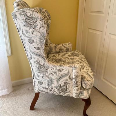 B763 Floral Motif Vintage Wing Back Chair