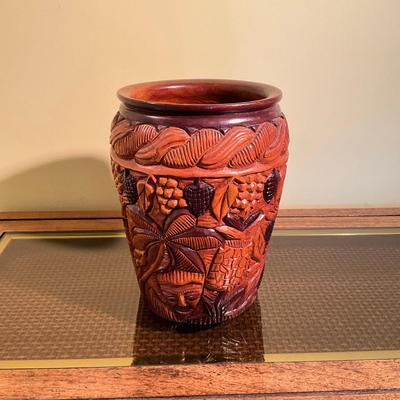 B767 St. Louis Hand-Carved Wooden Vase