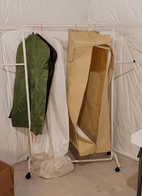 CLOTHES RACK PLUS GARMENT BAGS