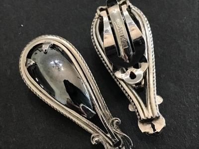 Whiting and Davis. Beautiful Vintage Silvertone Hematite Tear Drop