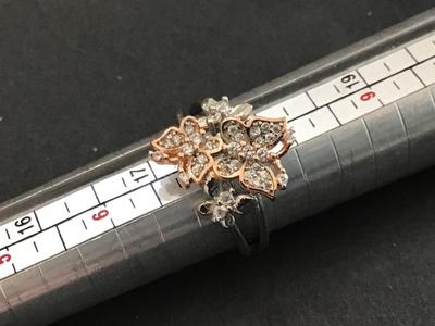 S925 Rose Gold Silver Butterfly Rhinestone Ring