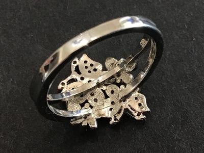 S925 Rose Gold Silver Butterfly Rhinestone Ring