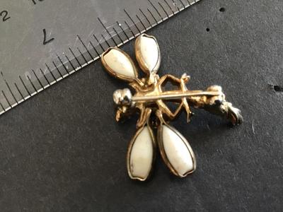 Milk Glass Dragon Fly Brooch