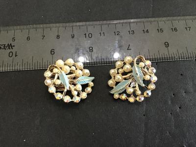 Aurora Borealis Vintage Clip on Earrings