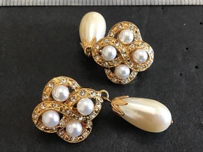 Signed Faux Pearl Earrings