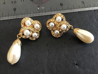 Signed Faux Pearl Earrings