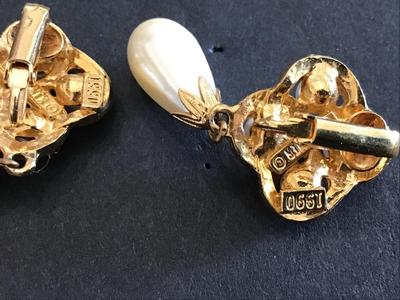 Signed Faux Pearl Earrings