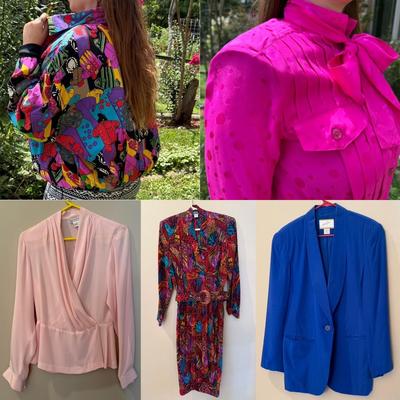 Vibrant & Elegant Vintage Silk Fashions by Oleg Cassini, Annalisa, Harvé Benard, & More (E-HS)