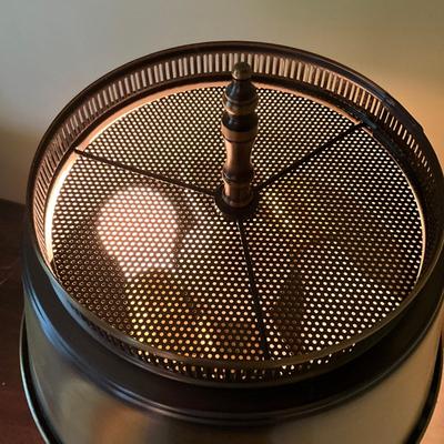 C779 Vintage 1960's Original Gold Metal Shade Candlestick Candelabra Bouillotte Style Table Lamp