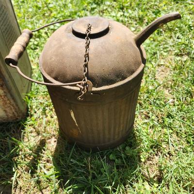 Lot of Metal Cans Vintage Gas Can , Bucket, Water Can with Rusted Bottom