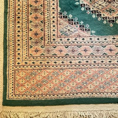 C781 Vintage Oushak Green & Pink Turkish Area Rug