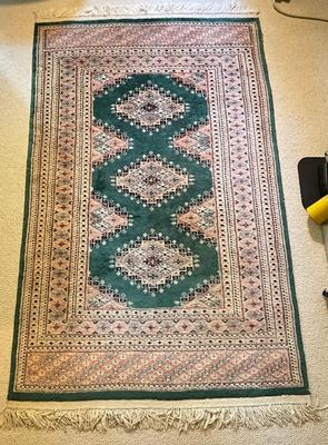 C781 Vintage Oushak Green & Pink Turkish Area Rug