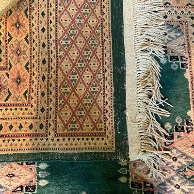 C781 Vintage Oushak Green & Pink Turkish Area Rug