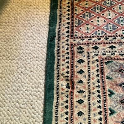 C781 Vintage Oushak Green & Pink Turkish Area Rug