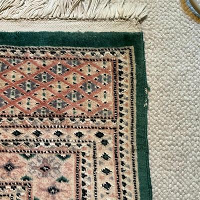 C781 Vintage Oushak Green & Pink Turkish Area Rug