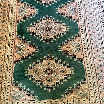 C781 Vintage Oushak Green & Pink Turkish Area Rug
