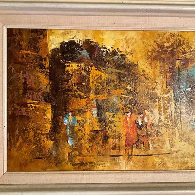 C783 Original Edward Barton Oil On Canvas Street Scene