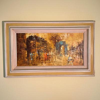C783 Original Edward Barton Oil On Canvas Street Scene