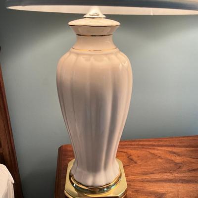 A788 Pair Of Vintage Berman Ceramic With Brass Base Lamps