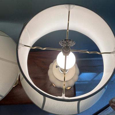 A788 Pair Of Vintage Berman Ceramic With Brass Base Lamps