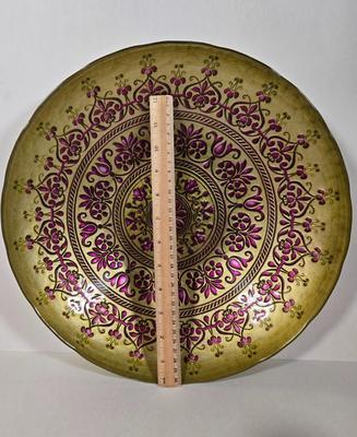 LOT 9D: Vintage Decorative Bowl, Cloisonne Bud Vase, and Brass Tea-Lite Lamp