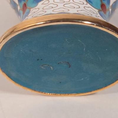LOT 9D: Vintage Decorative Bowl, Cloisonne Bud Vase, and Brass Tea-Lite Lamp