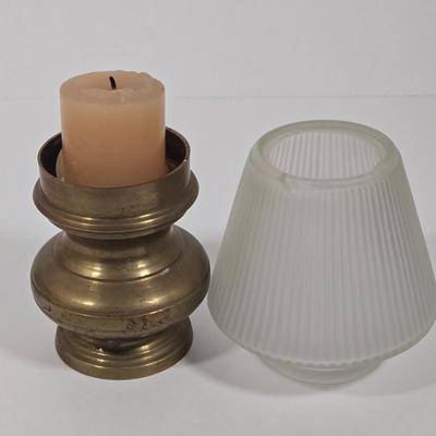 LOT 9D: Vintage Decorative Bowl, Cloisonne Bud Vase, and Brass Tea-Lite Lamp