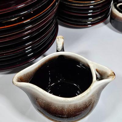 LOT 25D: Large Collection of Pfaltzgraff and Other Named Brown Drip Pottery Ware