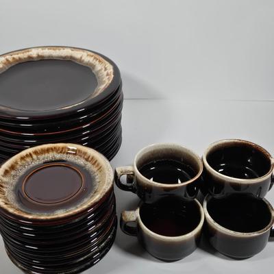 LOT 25D: Large Collection of Pfaltzgraff and Other Named Brown Drip Pottery Ware