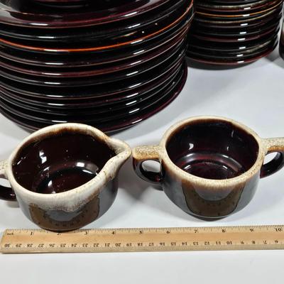 LOT 25D: Large Collection of Pfaltzgraff and Other Named Brown Drip Pottery Ware