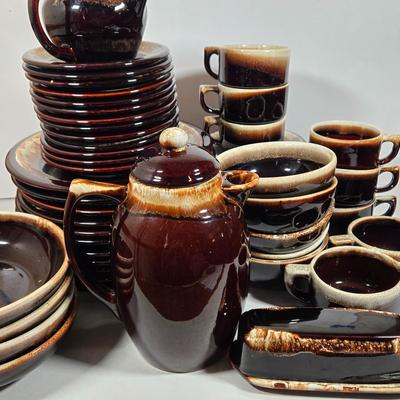 LOT 25D: Large Collection of Pfaltzgraff and Other Named Brown Drip Pottery Ware
