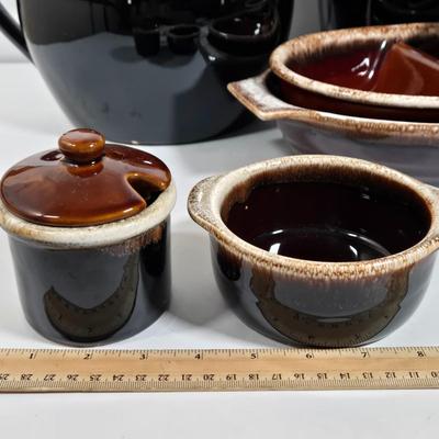 LOT 26D: Multiple Pieces of Pfaltzgraff and Other Named Brown Drip Pottery Ware