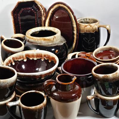 LOT 26D: Multiple Pieces of Pfaltzgraff and Other Named Brown Drip Pottery Ware
