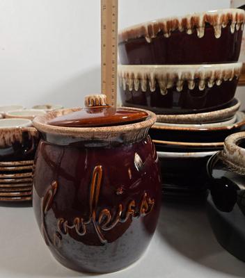 LOT 27D: Multiple Pieces of Pfaltzgraff and Other Named Brown Drip Pottery Ware