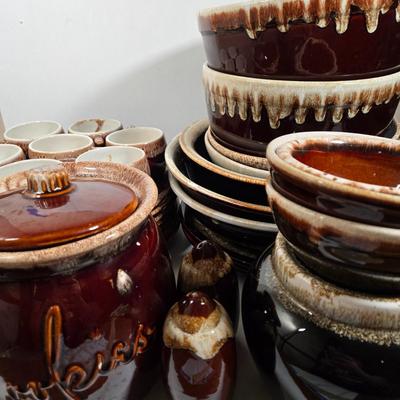 LOT 27D: Multiple Pieces of Pfaltzgraff and Other Named Brown Drip Pottery Ware