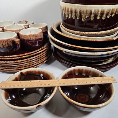LOT 27D: Multiple Pieces of Pfaltzgraff and Other Named Brown Drip Pottery Ware