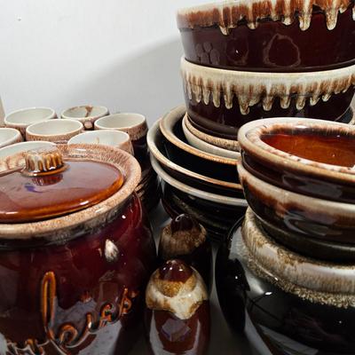 LOT 27D: Multiple Pieces of Pfaltzgraff and Other Named Brown Drip Pottery Ware
