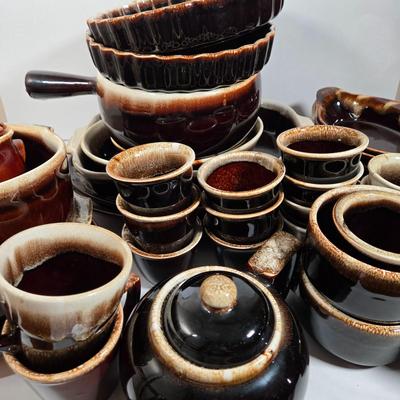 LOT 28D: Various Pieces of Pfaltzgraff and Other Named Brown Drip Pottery Ware