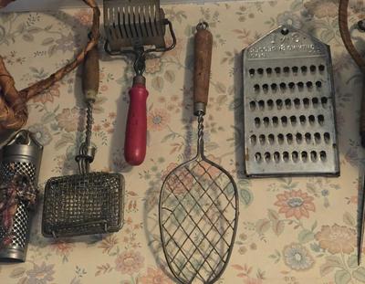 LOT 32K: Various Pieces of Vintage Kitchen Tools Used for Wall Decor and More