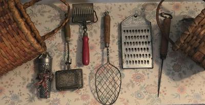 LOT 32K: Various Pieces of Vintage Kitchen Tools Used for Wall Decor and More