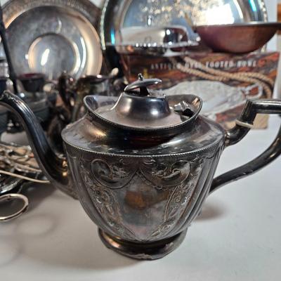 LOT 34D: Huge Lot of Silver Plated Pieces and More