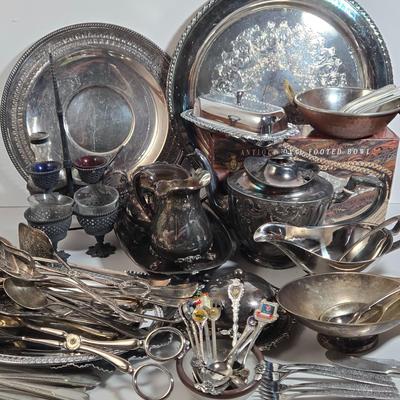 LOT 34D: Huge Lot of Silver Plated Pieces and More