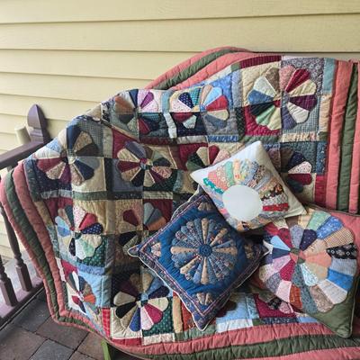 LOT 37D: Handmade Quilt and 3 Pillows