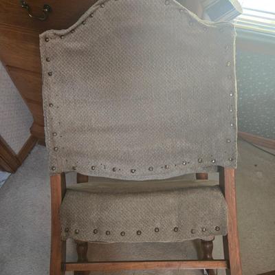 LOT 52X: Vintage Accent Chair and Side Table with Drawer and Shelf