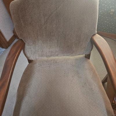 LOT 52X: Vintage Accent Chair and Side Table with Drawer and Shelf